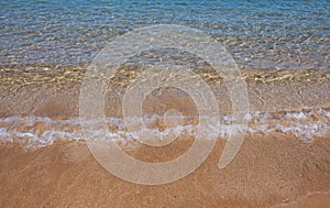 Sandy beach and tropical sea. Colorful ocean beach. landscape of clear turquoise water and gold sand, Maldives or Hawaii