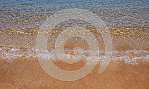 Sandy beach and tropical sea. Colorful ocean beach. landscape of clear turquoise water and gold sand, Maldives or Hawaii