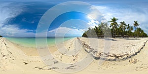 Sandy beach and tropical sea. Panglao island, Philippines. 360-Degree view,