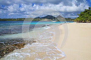 Sandy beach at White Island near Carriacou Island, Grenada