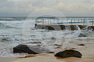 A sandy beach on a windy day