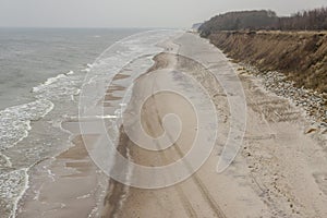 Sandy and cliffs Baltic coast - Poland.