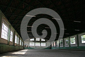 Sandy covering abandoned training arena for riders and horsemen