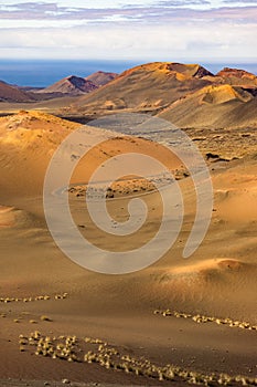 Sandy desert landscape on Lanzarote Island