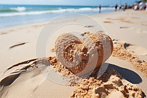 Sandy heart on beach