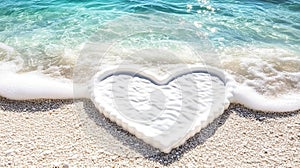 Sandy heart, ocean wave, beach, romance, summer
