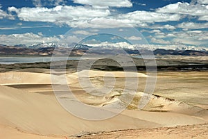 Sandy hills in Tibetan landscape
