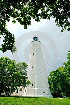 Sandy Hook Lighthouse New Jersey on beautiful sunny day