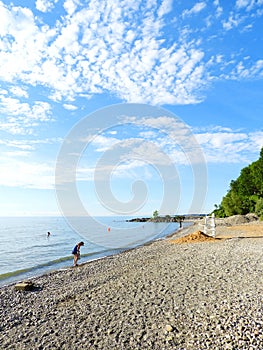 Idyllic Sandy Island beach coastline at late afternoon