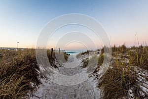 Sandy Path Leading to Panama City Beach, Florida at Sunrise