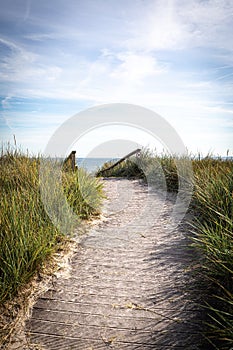 sandy path leads over the dunes to the Baltic Sea beach