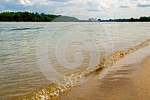 Sandy reef and the river of Danube in Hungary