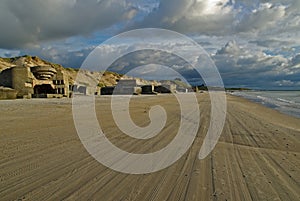 Tire tracks on danish beach
