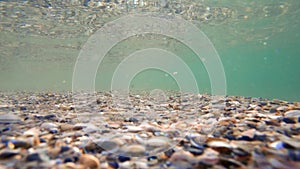 Sandy sea bottom, underwater background.