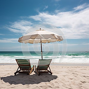 Sandy shore and azure sky