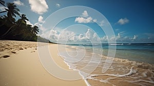 Sandy shore and azure sky