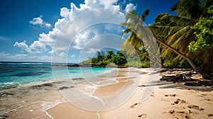 Sandy shore and azure sky