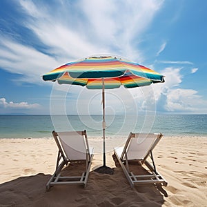 Sandy shore and azure sky