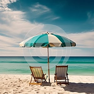 Sandy shore and azure sky