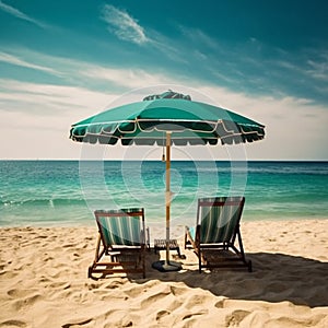 Sandy shore and azure sky