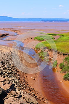 Sandy shore at low tide in the Bay of Fundy photo