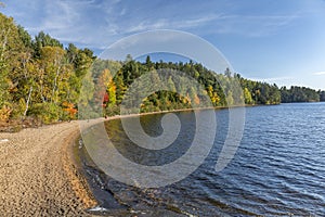 Sandy Shoreline of a Lake in Autumn - Ontario, Canada