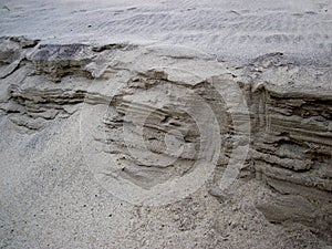 Sandy slope eroding on a beach