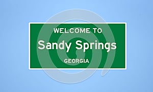 Sandy Springs, Georgia city limit sign. Town sign from the USA
