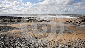 Sandymouth beach North Cornwall England UK on the south west coast path and near Bude