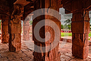 Sangameshwara temple pattadakal interior breathtaking stone art with dramatic sky