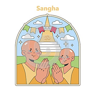 Sangha community illustration. Flat vector illustration photo