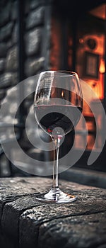 Sangiovese Wine On Stone Rustic Pub Mobile Wallpeper Postcard. Generative AI