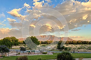 Sangre de Christo Mountains Lit by Sunset, Santa Ana Pueblo, New Mexico photo