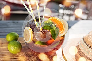 Sangria bowle in a restaurant