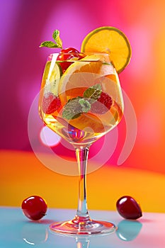 Sangria coctails on rainbow bacground