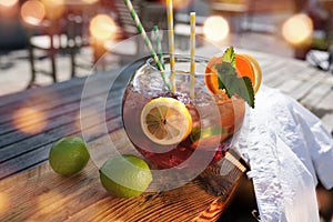 Sangria or punch with fruit