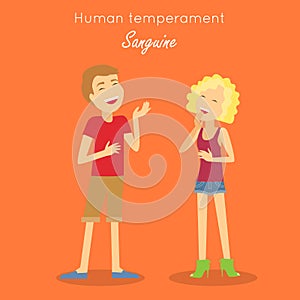 Sanguine Temperament Type People. Vector photo