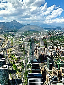 The Sanhattan neighborhood, Santiago de Chile, from Gran Torre Costanera