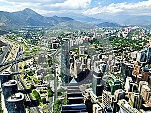 The Sanhattan neighborhood, Santiago de Chile, from Gran Torre Costanera