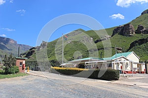 Sani pass, kwazulu-natal south africa border post, exit towards Lesotho, african travel holiday photo