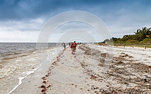 SANIBEL, FL - FEBRUARY 2016: Captiva Island beach with tourists.