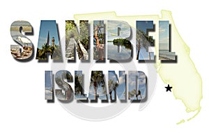 Sanibel Island Florida collage and map on white