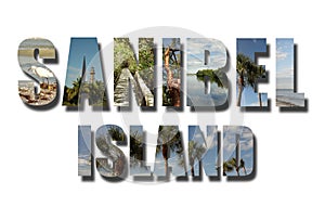 Sanibel Island Florida collage on white