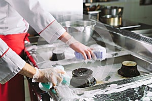 Sanitary day in the restaurant. Repeats wash your workplace. Cooks wash oven, stove and extractor in the Restaurant.