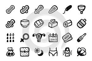 Sanitary napkin menstruation icon set