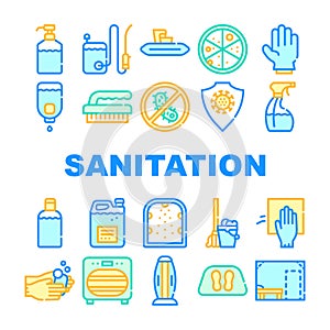 Sanitation Accessories Collection Icons Set Vector Illustrations