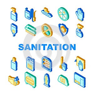 Sanitation Accessories Collection Icons Set Vector Illustrations
