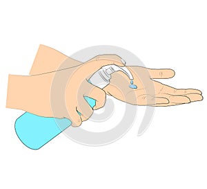 Sanitation hand concept illustration, flat style, Please wash your hands.