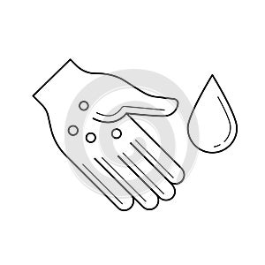 Sanitation, hand washing line icon.