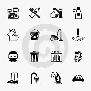 Sanitation and health vector flat icons set